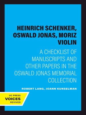 cover image of Heinrich Schenker, Oswald Jonas, Moriz Violin